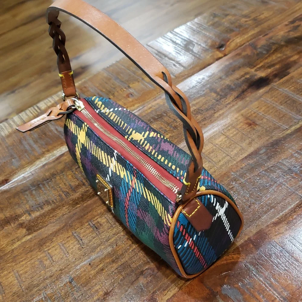 Dooney & Bourke Windsor Tartan Barrel Bag - Red, Green, Yellow - Picture 5 of 16